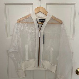 GSTQ Sheer Bomber Jacket Snow White NWT